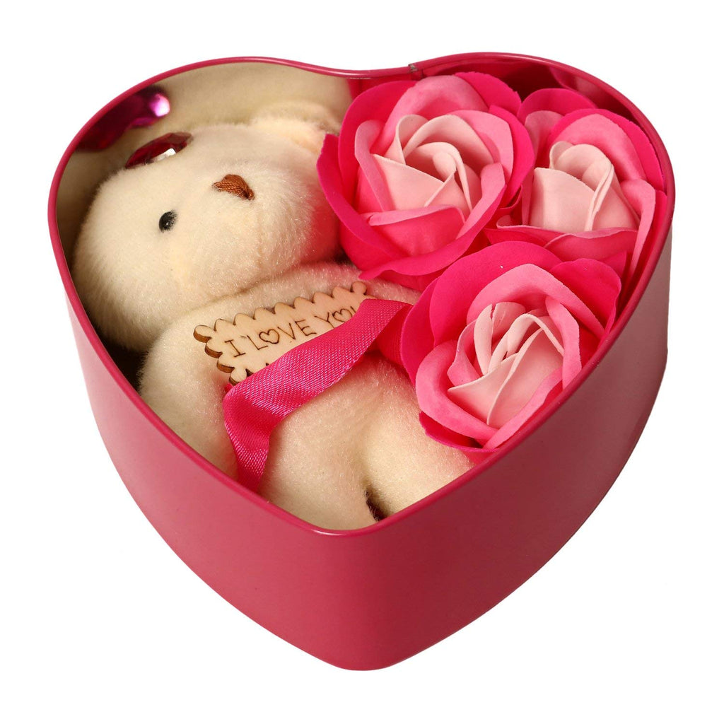 HOMOKART Heart Shape Gift Box with Teddy & Rose