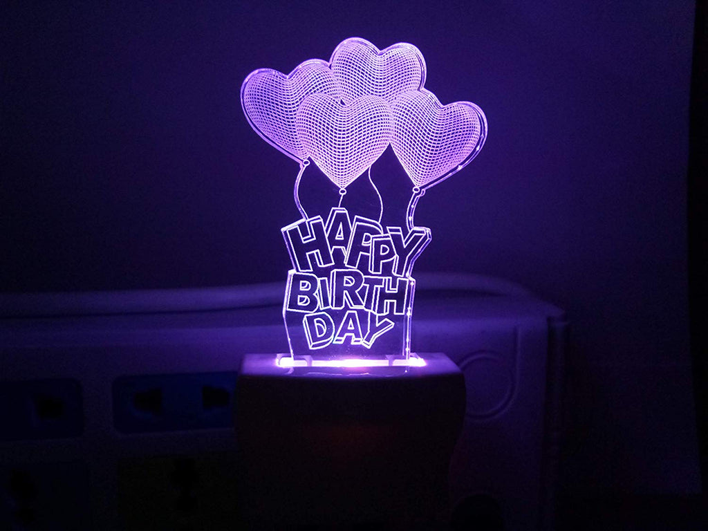 Love Balloon Happy Birthday Design Night Lamp with 7 Color Changing Light