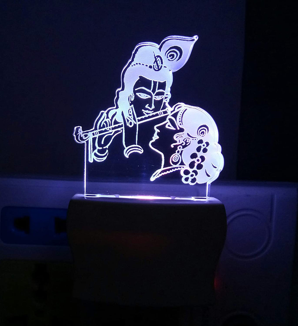 UKANI 3D Illusion Radha Krishna Couple Night Lamp for Gift with 7 Color Changing Led Light